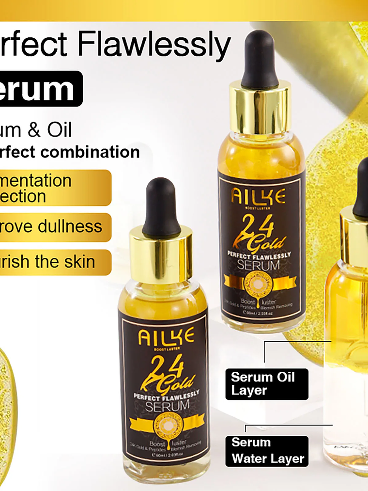 AILKE 24K Glod Flawlessly Skin Care Set, Whitening, Reduce Dark Spots, Pigmentation, Wrinkles, Moisturize, For All Skin Types 4