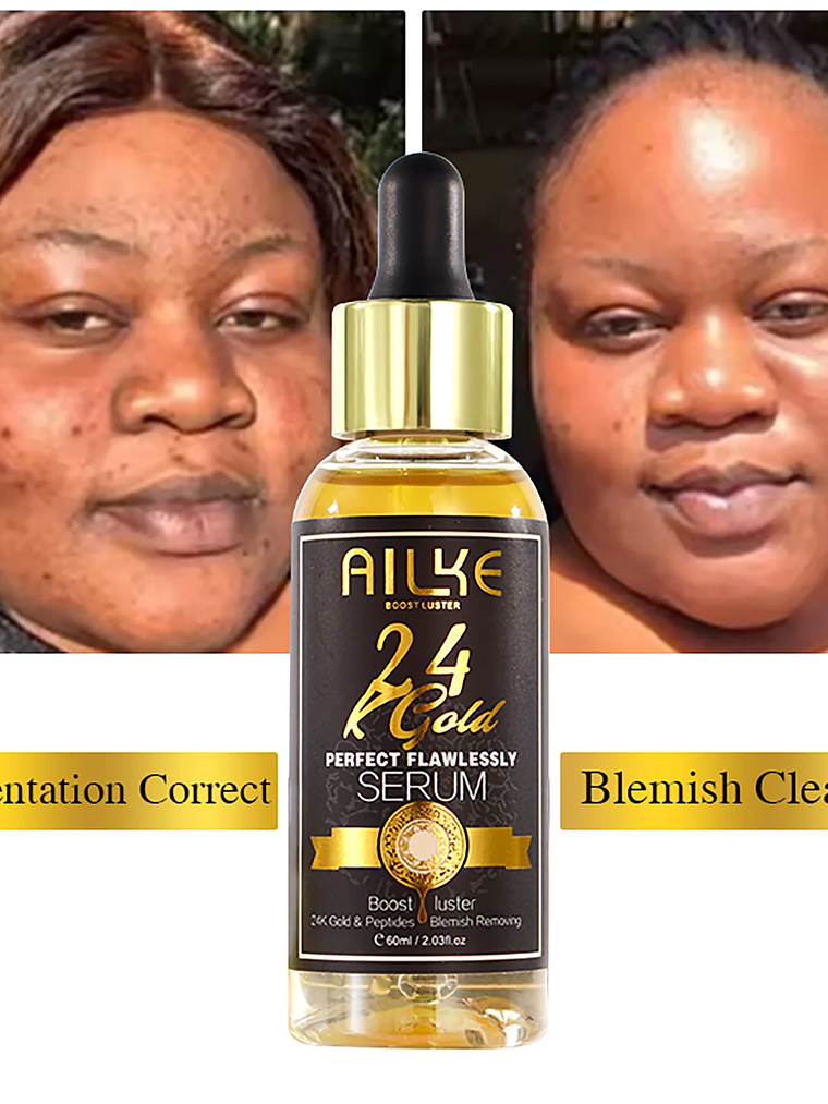 AILKE 24K Glod Flawlessly Skin Care Set, Whitening, Reduce Dark Spots, Pigmentation, Wrinkles, Moisturize, For All Skin Types 7