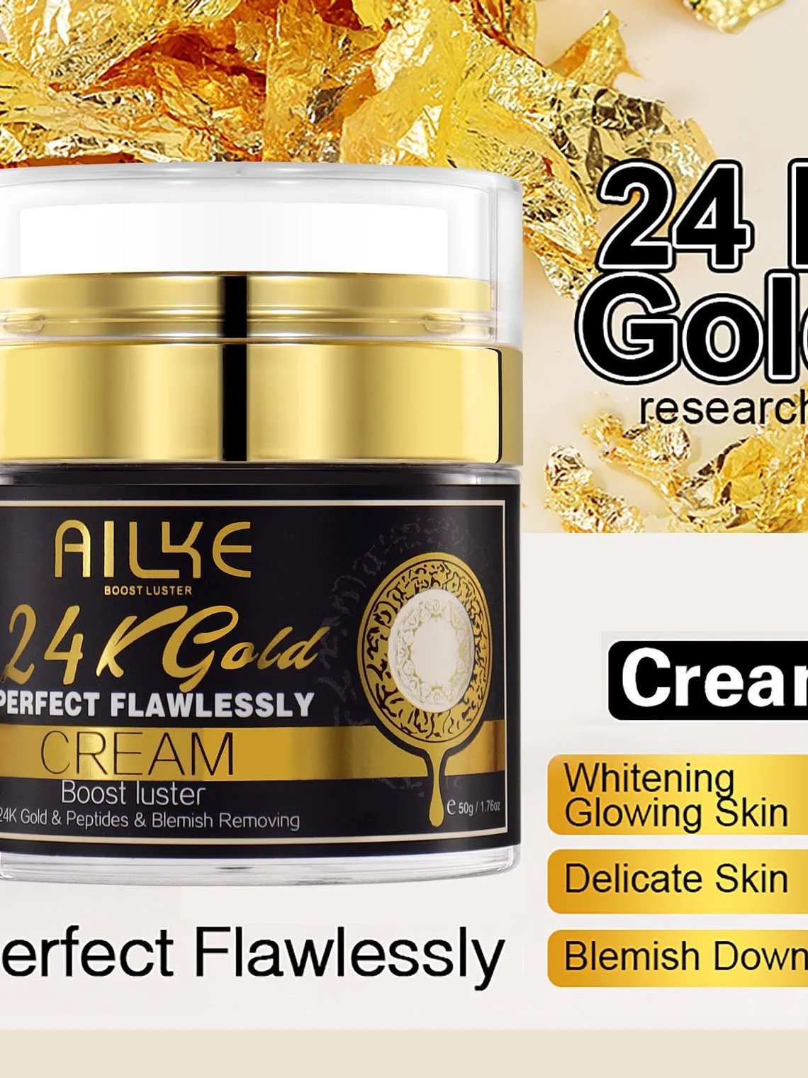 AILKE 24K Glod Flawlessly Skin Care Set, Whitening, Reduce Dark Spots, Pigmentation, Wrinkles, Moisturize, For All Skin Types 11