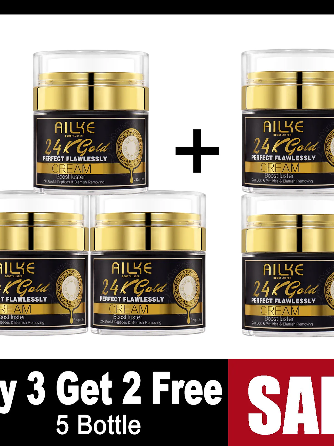AILKE 24K Glod Flawlessly Skin Care Set, Whitening, Reduce Dark Spots, Pigmentation, Wrinkles, Moisturize, For All Skin Types 16