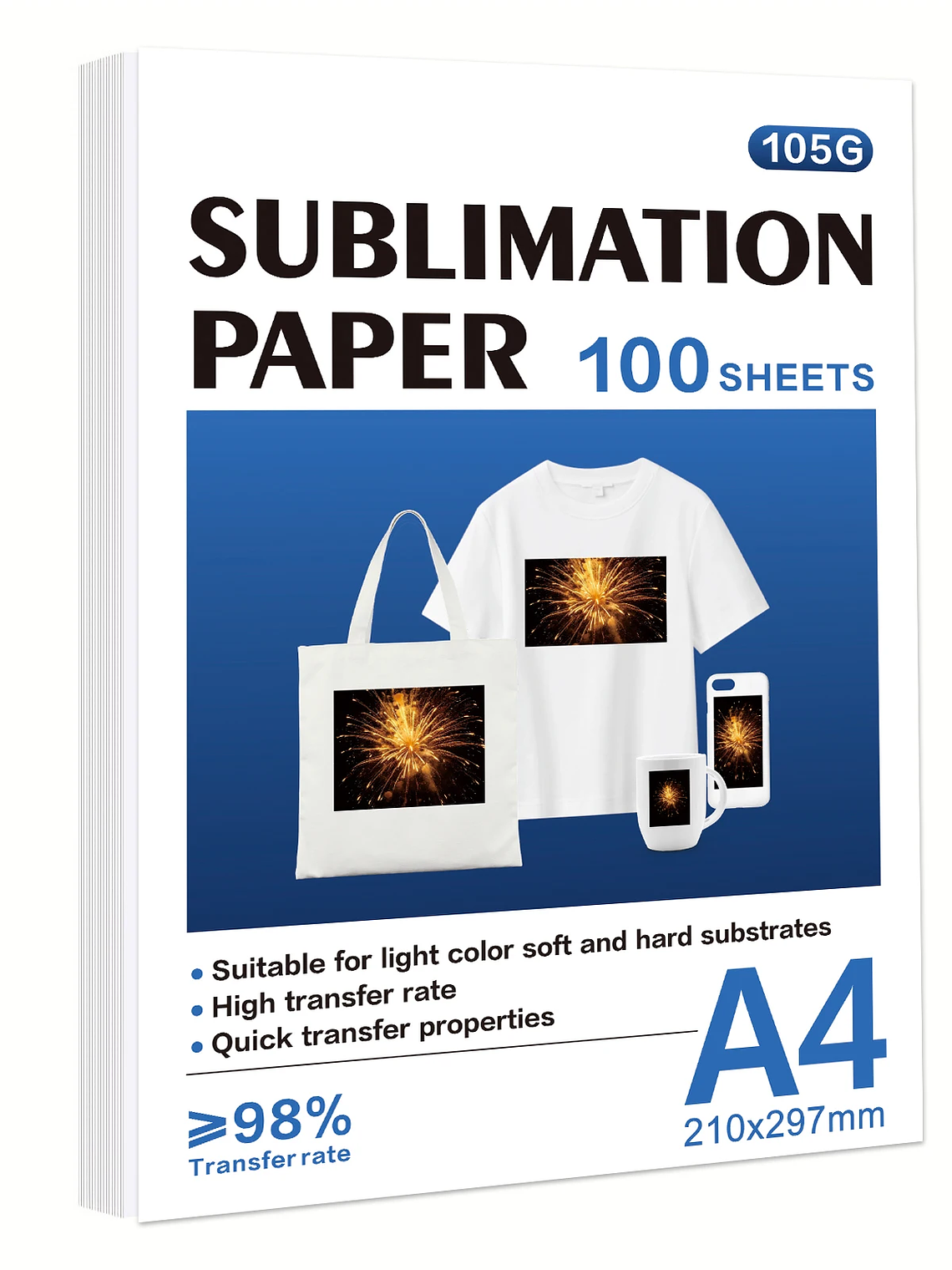 ESHANG Sublimation Paper A4 100 Sheets for Any Inkjet Printer Which Match Sublimation Ink 105g 1