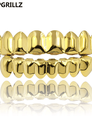 GRILLZ 8/8 Hip Hop Teeth Grillz Set Gold Silver Color Top &  Bottom Body Jewelry  Punk Cosplay Party Tooth Grills Gifts