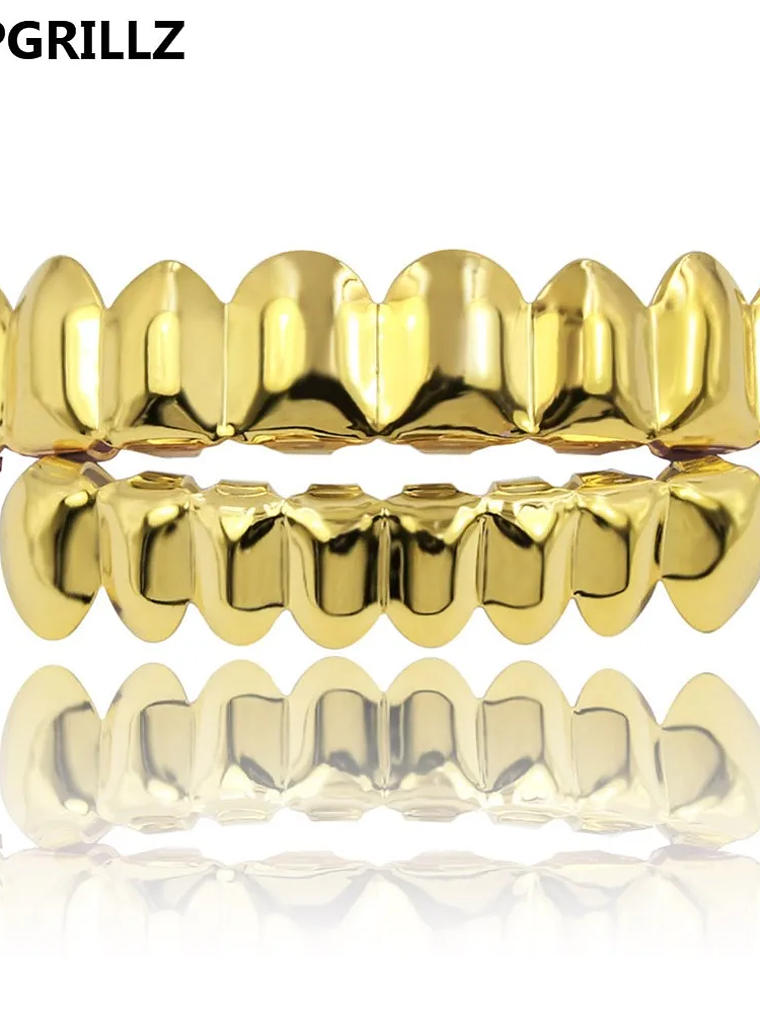 GRILLZ 8/8 Hip Hop Teeth Grillz Set Gold Silver Color Top &  Bottom Body Jewelry  Punk Cosplay Party Tooth Grills Gifts 1