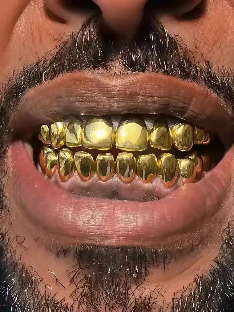 GRILLZ 8/8 Hip Hop Teeth Grillz Set Gold Silver Color Top &  Bottom Body Jewelry  Punk Cosplay Party Tooth Grills Gifts 2