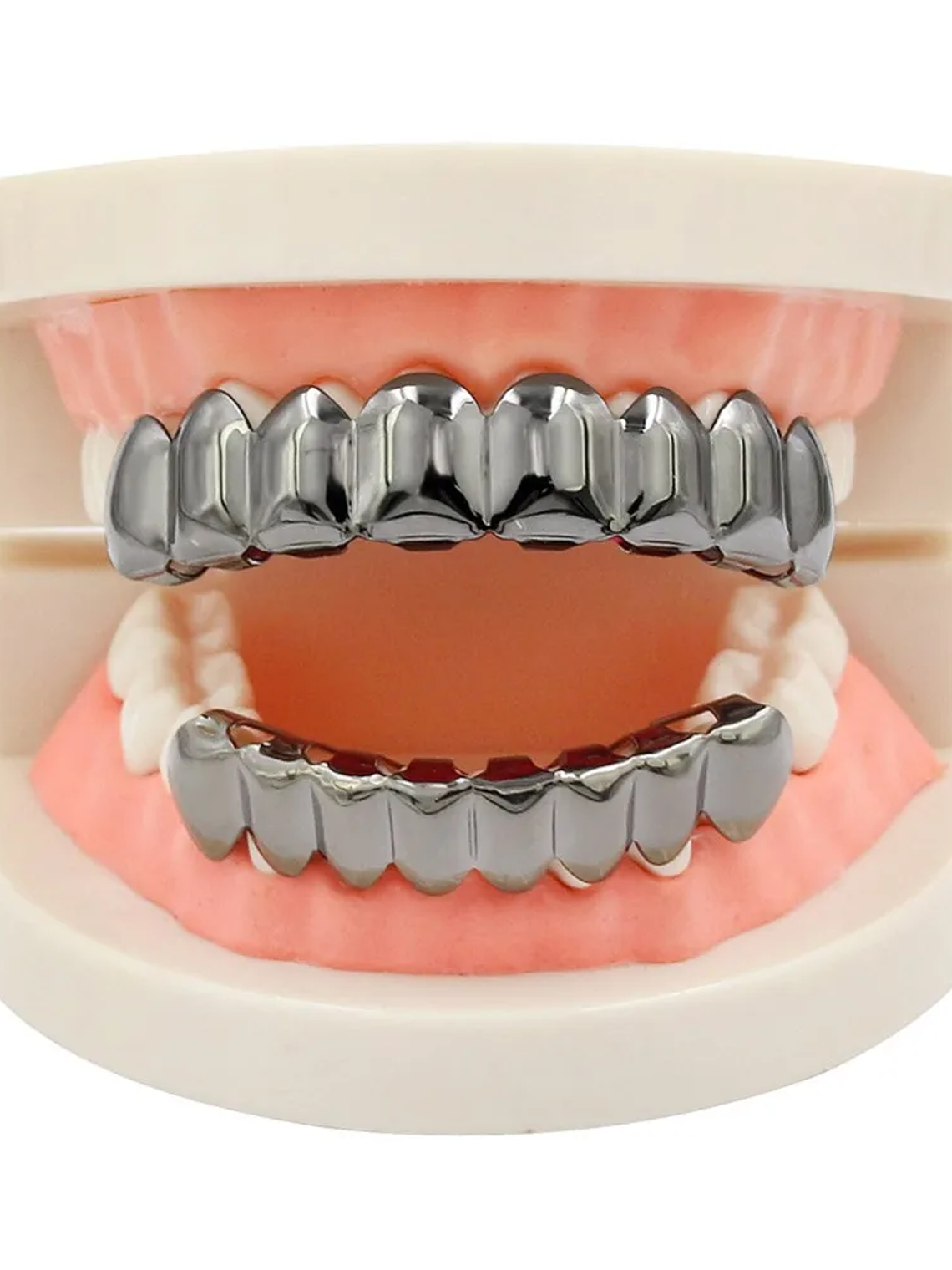 GRILLZ 8/8 Hip Hop Teeth Grillz Set Gold Silver Color Top &  Bottom Body Jewelry  Punk Cosplay Party Tooth Grills Gifts 4