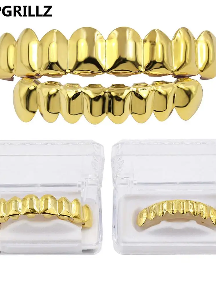 GRILLZ 8/8 Hip Hop Teeth Grillz Set Gold Silver Color Top &  Bottom Body Jewelry  Punk Cosplay Party Tooth Grills Gifts 8