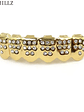 GRILLZ Gold Color Plated Iced Out Letter CZ Stone Hip Hop Teeth For Mouth GRILLZ Caps Top & Bottom Grills Set Classic tooth - thumbnail 9