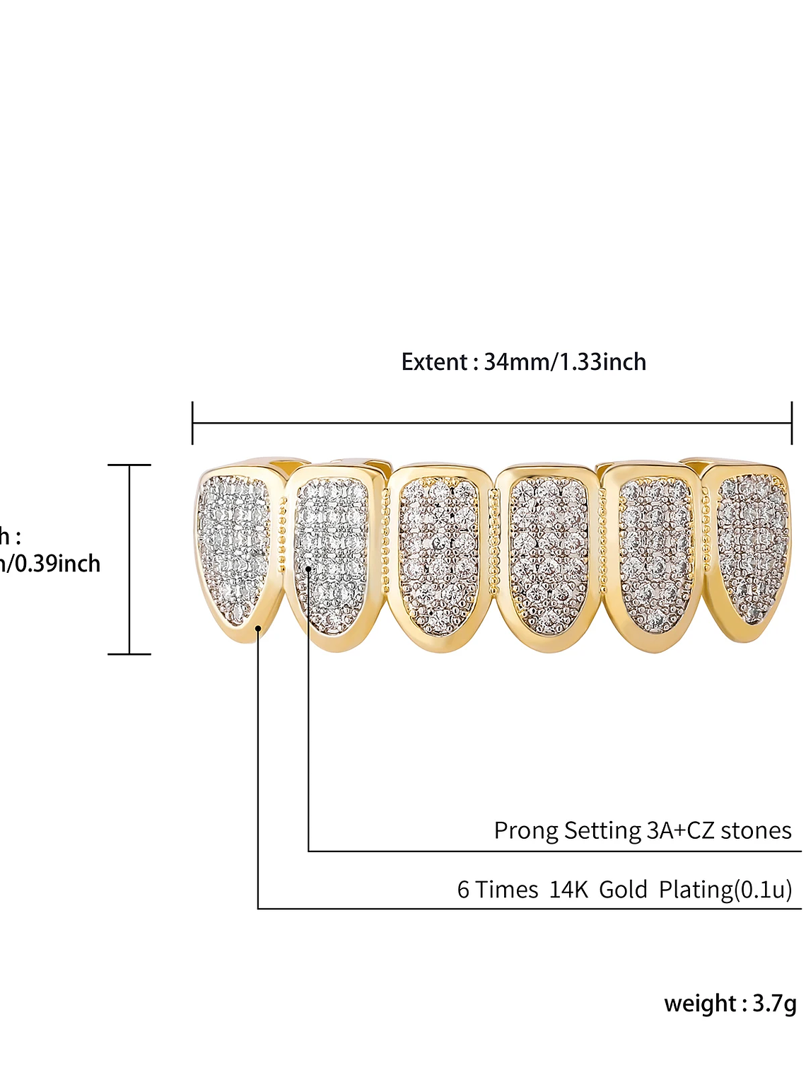 GRILLZ New Fit Silver Plated CZ Micro Pave Top & Bottom GRILL SET Rhodium Teeth Grills Vampire Tooth Grillz 6
