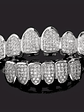 Teeth Grillz Set for Unisex Top Bottom Mouth Silver Color Teeth Grills Tooth Cap Removable Dental Fashion Body Jewelry - thumbnail 1