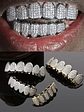 Teeth Grillz Set for Unisex Top Bottom Mouth Silver Color Teeth Grills Tooth Cap Removable Dental Fashion Body Jewelry - thumbnail 2