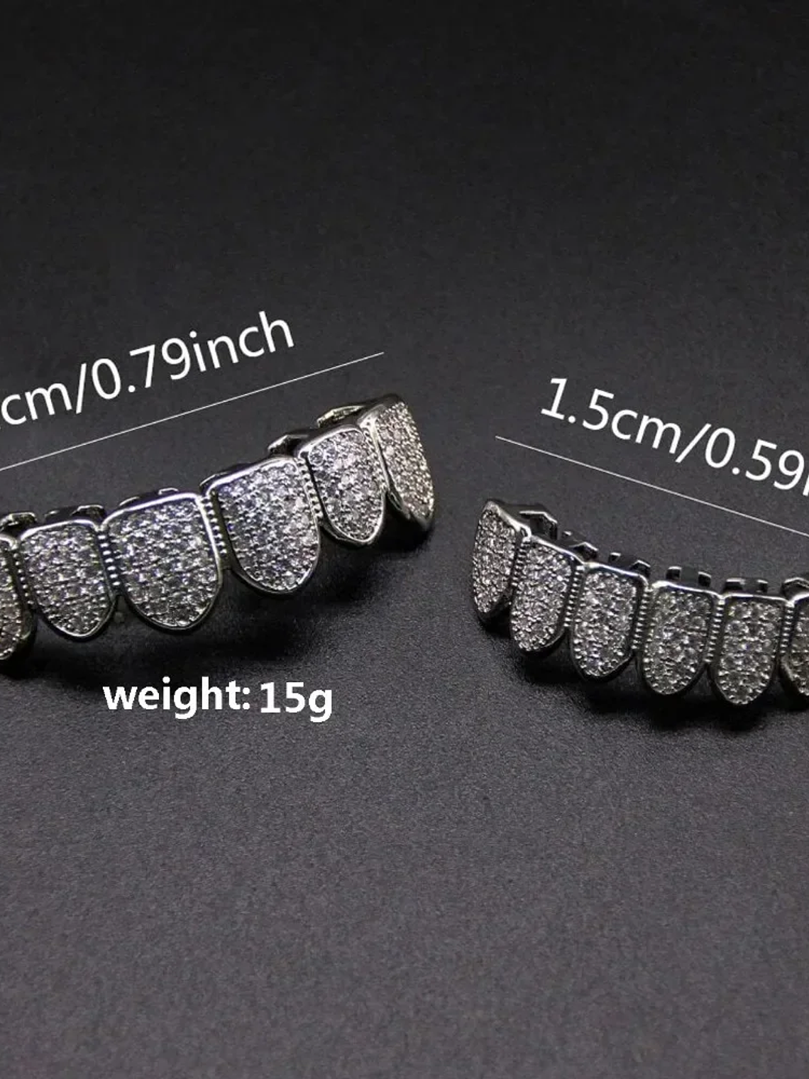Teeth Grillz Set for Unisex Top Bottom Mouth Silver Color Teeth Grills Tooth Cap Removable Dental Fashion Body Jewelry 3