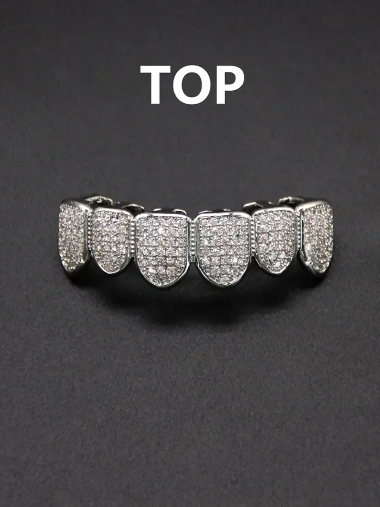 Teeth Grillz Set for Unisex Top Bottom Mouth Silver Color Teeth Grills Tooth Cap Removable Dental Fashion Body Jewelry 4