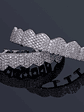 GRILLZ Fit Gold Silver Color Iced Out Hip Hop Teeth Grillz Micro Pave Cubic Zircon Top & Bottom Teeth Grills Set - thumbnail 3