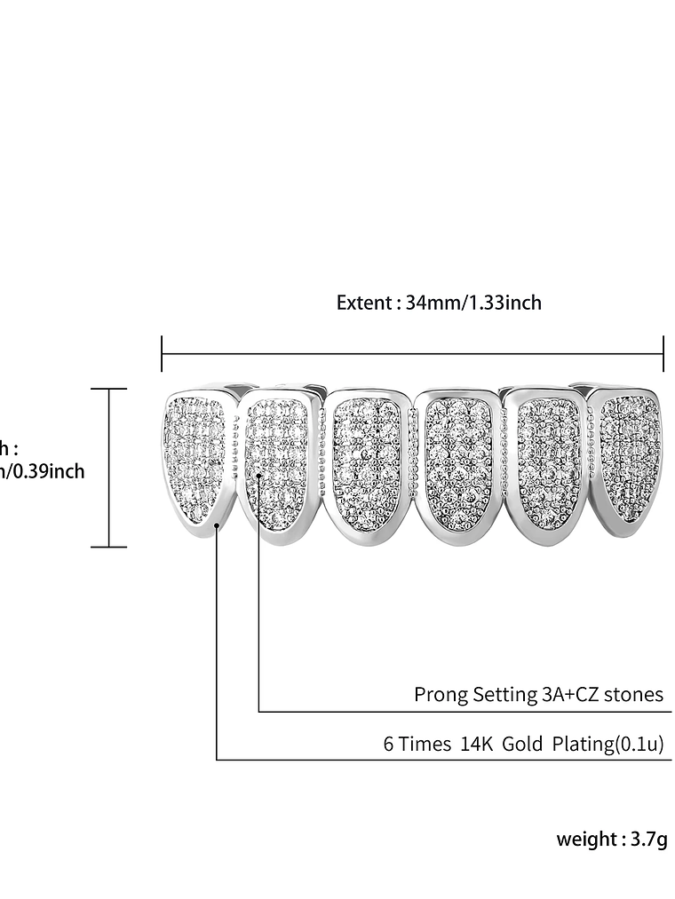 GRILLZ Hip Hop Gold Color Plated Teeth Grillz Caps CZ Micro Pave Exclusive Luxury Top&Bottom Gold Grillz Set Ship From US 6