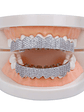 GRILLZ Fit Gold Silver Color Iced Out Hip Hop Teeth Grillz Micro Pave Cubic Zircon Top & Bottom Teeth Grills Set - thumbnail 5