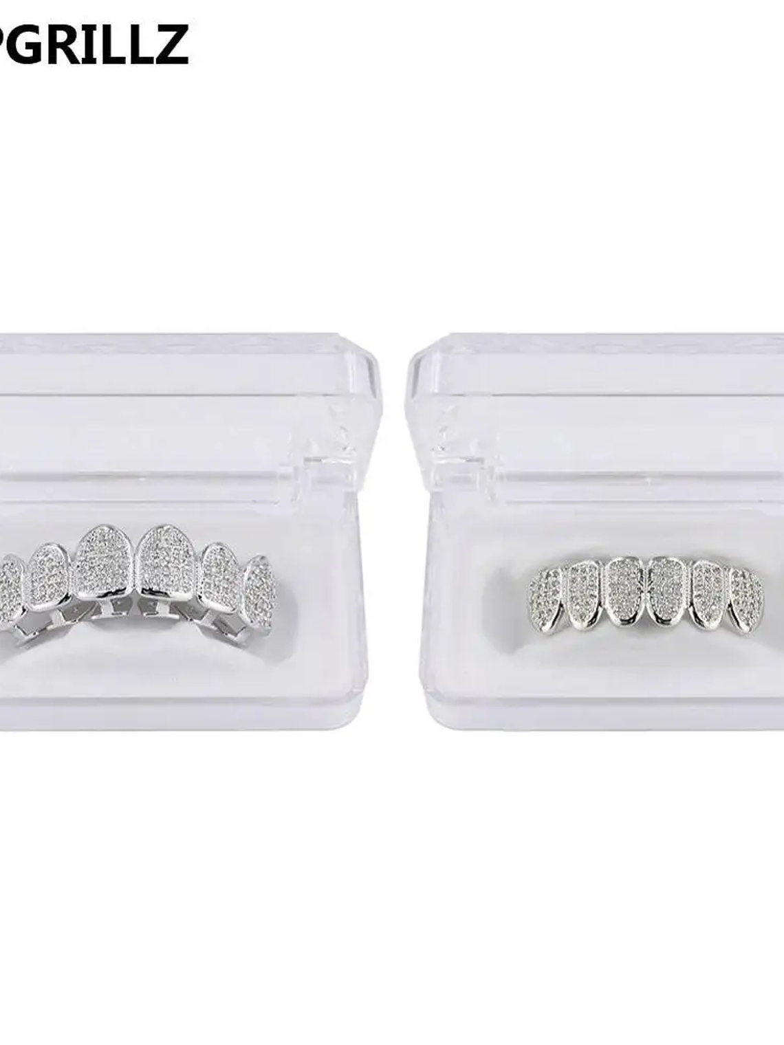 GRILLZ Hip Hop Gold Color Plated Teeth Grillz Caps CZ Micro Pave Exclusive Luxury Top&Bottom Gold Grillz Set Ship From US 7