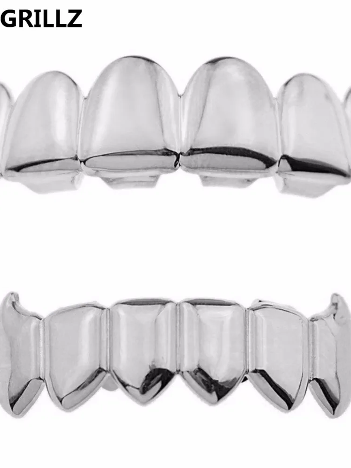 TOPGRILLZ Gold Silver Plated HIP HOP Teeth Grillz Top & Bottom Grills Set With silicone Real Shiny Vampire Tooth Sets 5