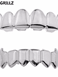 TOPGRILLZ Gold Silver Plated HIP HOP Teeth Grillz Top & Bottom Grills Set With silicone Real Shiny Vampire Tooth Sets - thumbnail 5
