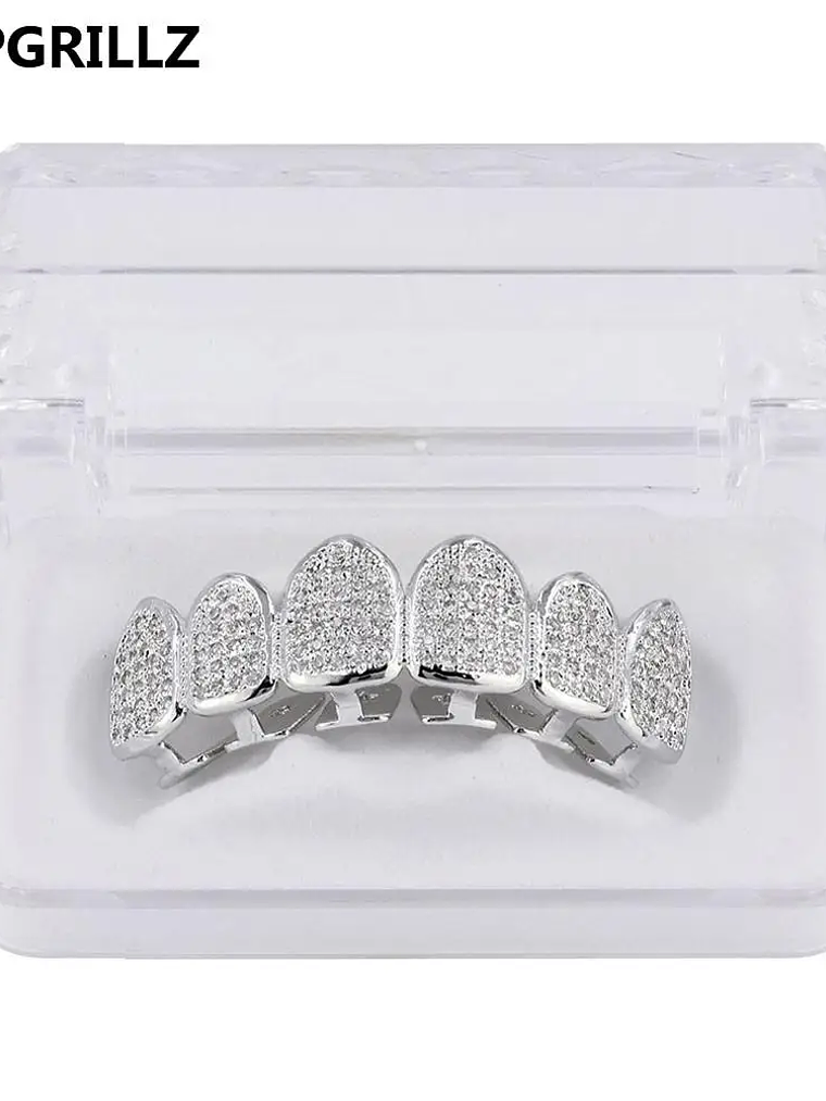 GRILLZ Hip Hop Gold Color Plated Teeth Grillz Caps CZ Micro Pave Exclusive Luxury Top&Bottom Gold Grillz Set Ship From US 9