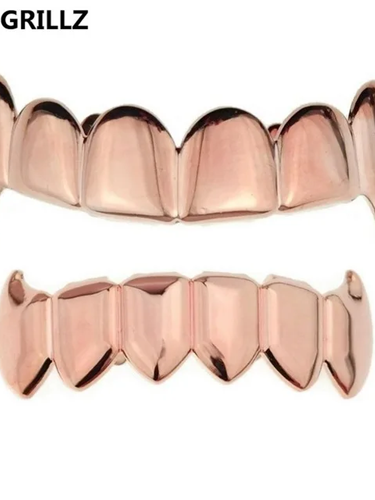 TOPGRILLZ Gold Silver Plated HIP HOP Teeth Grillz Top & Bottom Grills Set With silicone Real Shiny Vampire Tooth Sets 8