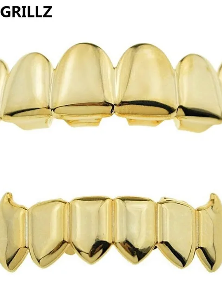 TOPGRILLZ Gold Silver Plated HIP HOP Teeth Grillz Top & Bottom Grills Set With silicone Real Shiny Vampire Tooth Sets 10