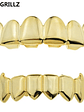 TOPGRILLZ Gold Silver Plated HIP HOP Teeth Grillz Top & Bottom Grills Set With silicone Real Shiny Vampire Tooth Sets - thumbnail 10