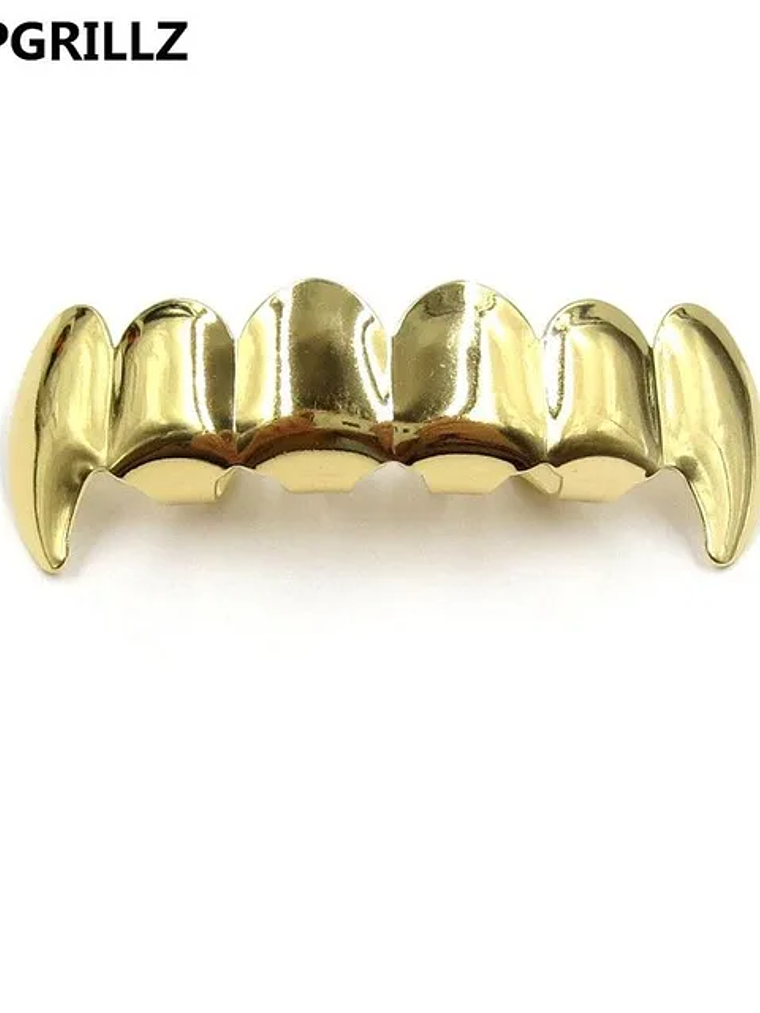 TOPGRILLZ Gold Silver Plated HIP HOP Teeth Grillz Top & Bottom Grills Set With silicone Real Shiny Vampire Tooth Sets 12