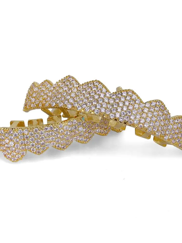 GRILLZ Fit Gold Silver Color Iced Out Hip Hop Teeth Grillz Micro Pave Cubic Zircon Top & Bottom Teeth Grills Set 11