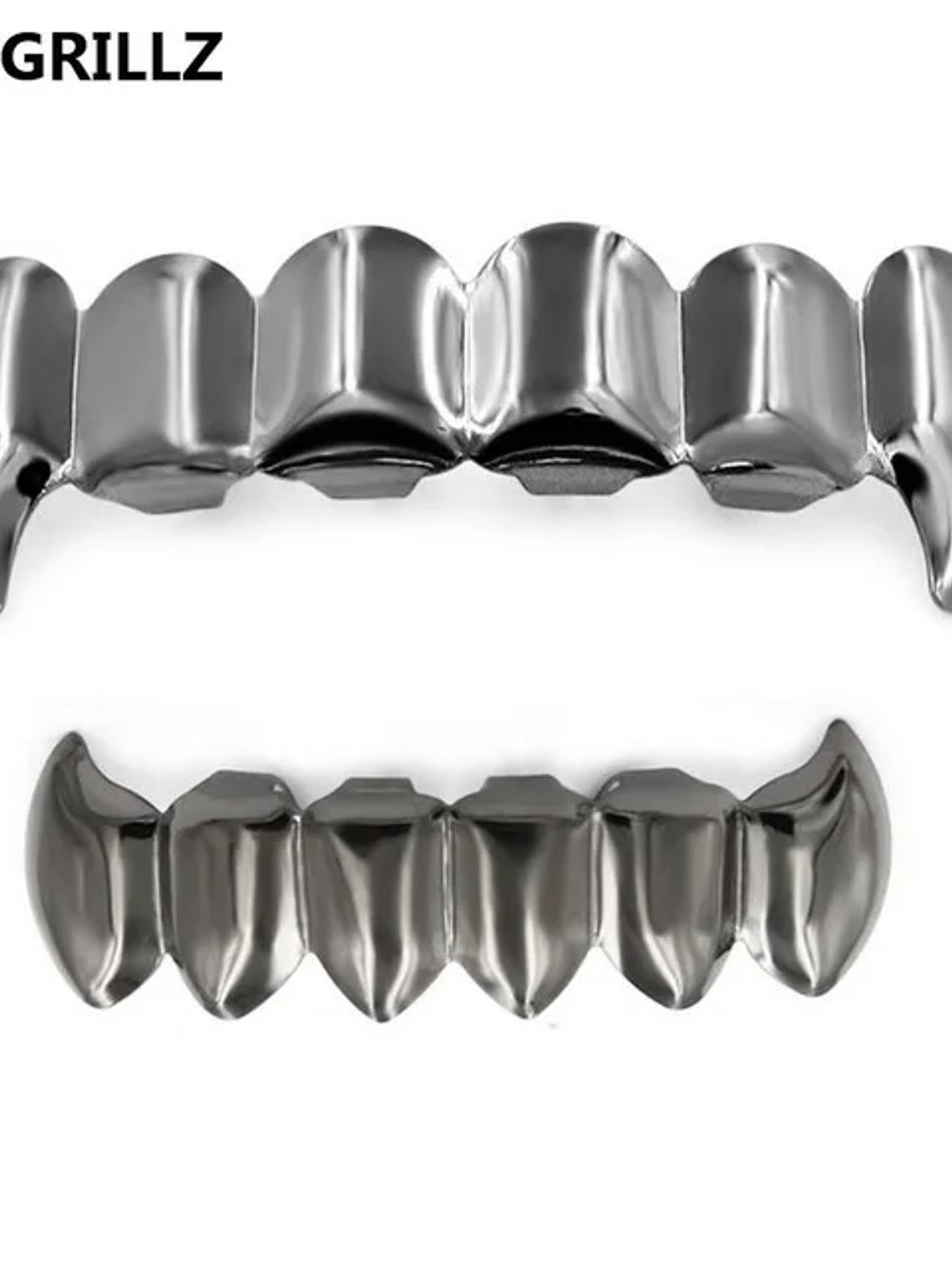 TOPGRILLZ Gold Silver Plated HIP HOP Teeth Grillz Top & Bottom Grills Set With silicone Real Shiny Vampire Tooth Sets 13