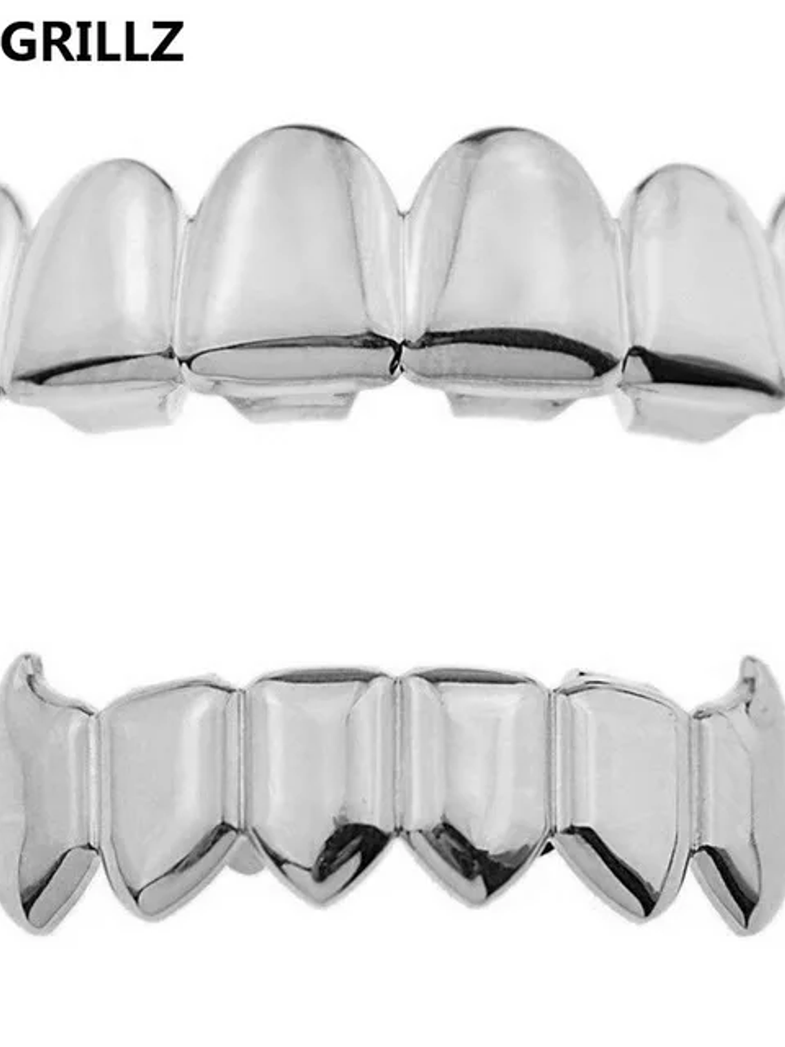 TOPGRILLZ Gold Silver Plated HIP HOP Teeth Grillz Top & Bottom Grills Set With silicone Real Shiny Vampire Tooth Sets 16