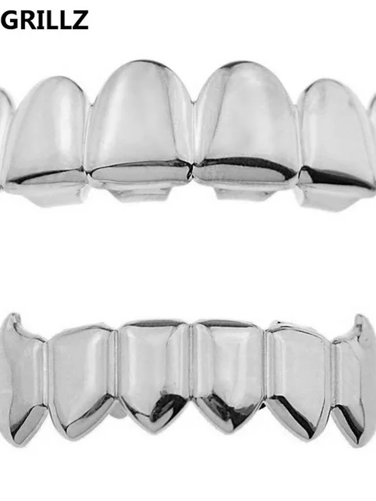 TOPGRILLZ Gold Silver Plated HIP HOP Teeth Grillz Top & Bottom Grills Set With silicone Real Shiny Vampire Tooth Sets 16