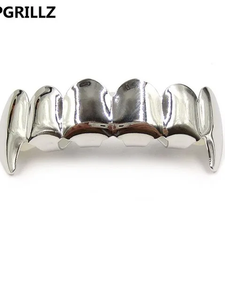 TOPGRILLZ Gold Silver Plated HIP HOP Teeth Grillz Top & Bottom Grills Set With silicone Real Shiny Vampire Tooth Sets 18