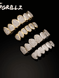 TOPGRILLZ Hip Hop Gold Color Plated Teeth Grillz Caps CZ Micro Pave Exclusive Luxury Top&Bottom Gold Grillz Set Ship From US - thumbnail 1