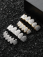TOPGRILLZ Hip Hop Gold Color Plated Teeth Grillz Caps CZ Micro Pave Exclusive Luxury Top&Bottom Gold Grillz Set Ship From US - thumbnail 2