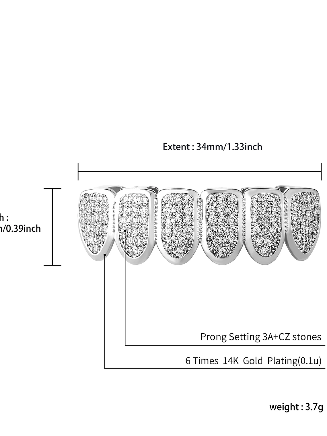 TOPGRILLZ Hip Hop Gold Color Plated Teeth Grillz Caps CZ Micro Pave Exclusive Luxury Top&Bottom Gold Grillz Set Ship From US 6