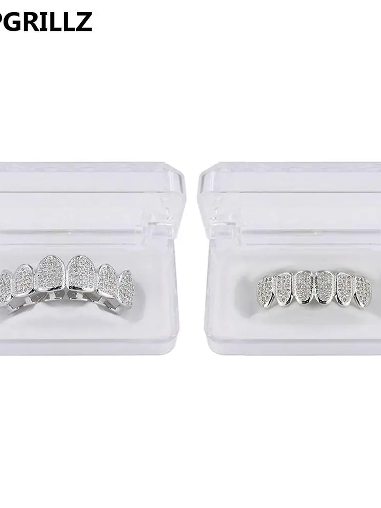 TOPGRILLZ Hip Hop Gold Color Plated Teeth Grillz Caps CZ Micro Pave Exclusive Luxury Top&Bottom Gold Grillz Set Ship From US 7