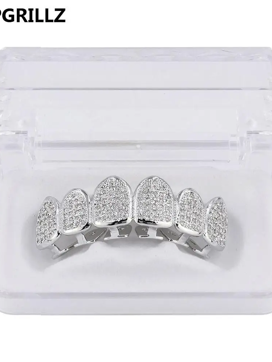 TOPGRILLZ Hip Hop Gold Color Plated Teeth Grillz Caps CZ Micro Pave Exclusive Luxury Top&Bottom Gold Grillz Set Ship From US 9