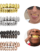 Gold Silver Plated HIP HOP Teeth Grillz Top & Bottom Grills Set With silicone Real Shiny Vampire Tooth Sets - thumbnail 2
