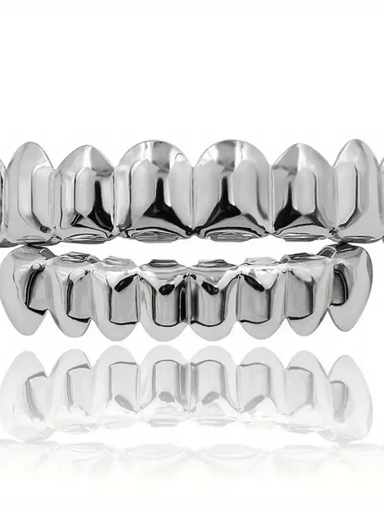 Gold Silver Plated HIP HOP Teeth Grillz Top & Bottom Grills Set With silicone Real Shiny Vampire Tooth Sets 5