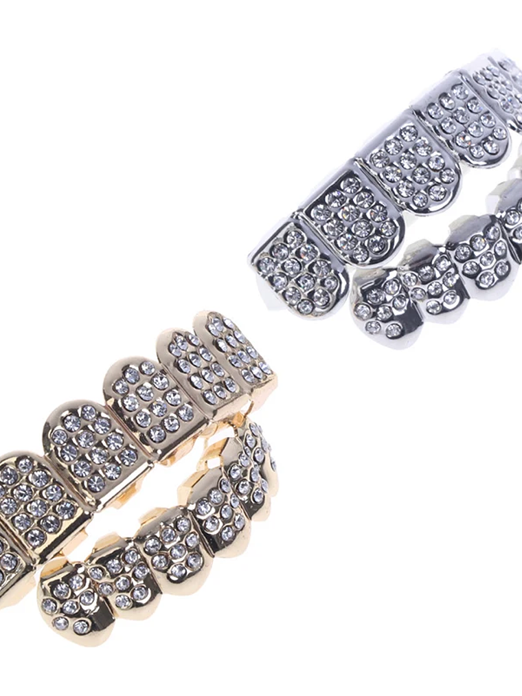 6 Teeth Grillz Hip Hop Joker Diamond Top Bottom Teeth Caps Grillz Party Jewelry 4