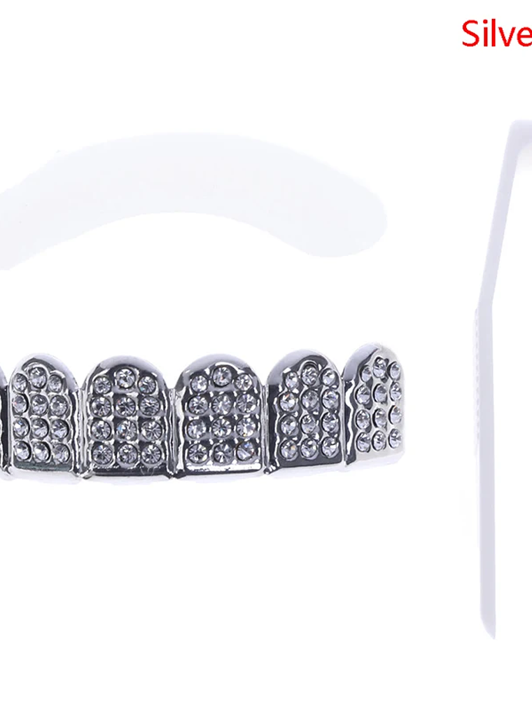 6 Teeth Grillz Hip Hop Joker Diamond Top Bottom Teeth Caps Grillz Party Jewelry 8