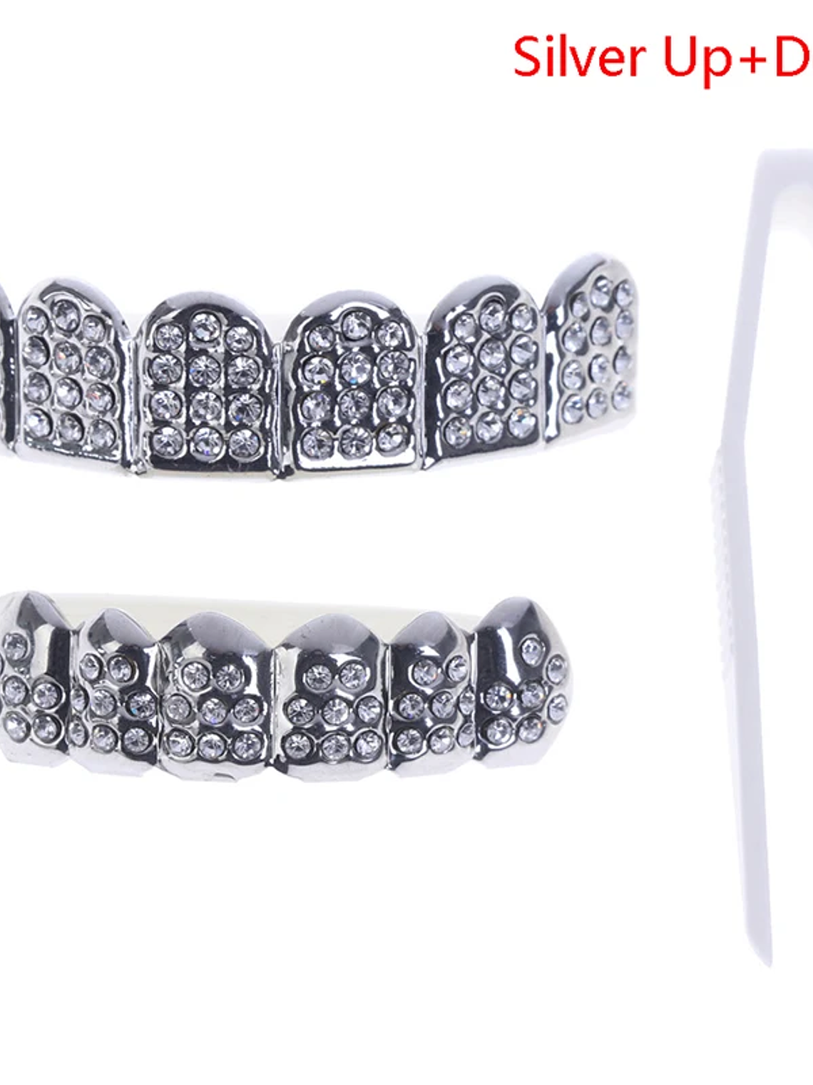 6 Teeth Grillz Hip Hop Joker Diamond Top Bottom Teeth Caps Grillz Party Jewelry 9