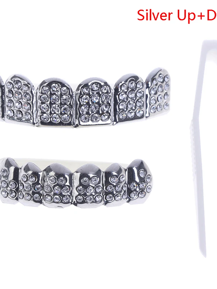 6 Teeth Grillz Hip Hop Joker Diamond Top Bottom Teeth Caps Grillz Party Jewelry 9