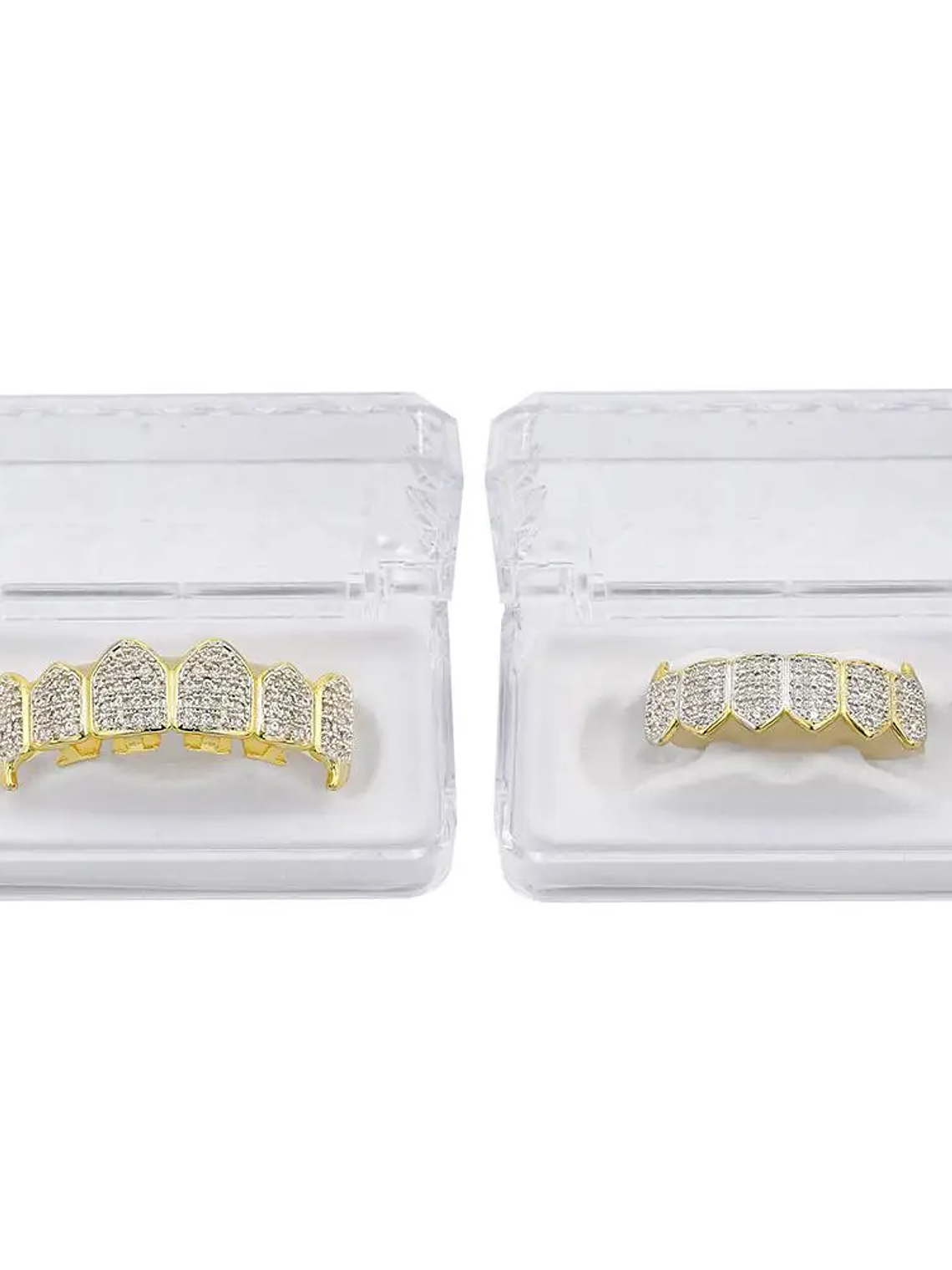 GRILLZ Hip Hop GRILLZ Iced Out AAA Zircon Fang Mouth Teeth Grillz Caps Top & Bottom Grill Set Men Women Vampire Grills 7