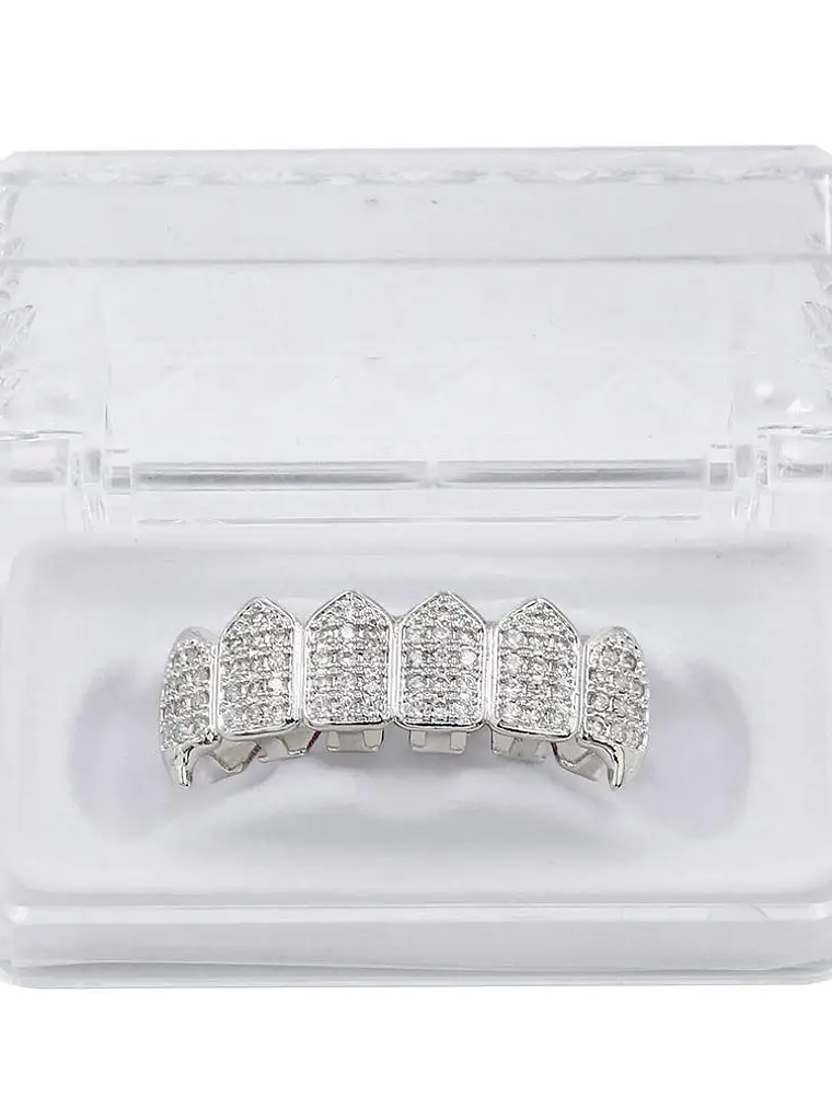 GRILLZ Hip Hop GRILLZ Iced Out AAA Zircon Fang Mouth Teeth Grillz Caps Top & Bottom Grill Set Men Women Vampire Grills 9