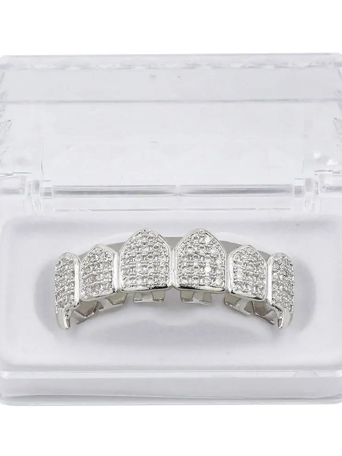 GRILLZ Hip Hop GRILLZ Iced Out AAA Zircon Fang Mouth Teeth Grillz Caps Top & Bottom Grill Set Men Women Vampire Grills 10