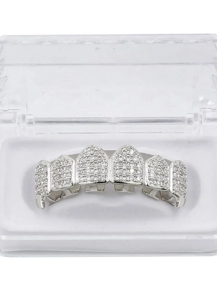 GRILLZ Hip Hop GRILLZ Iced Out AAA Zircon Fang Mouth Teeth Grillz Caps Top & Bottom Grill Set Men Women Vampire Grills 10