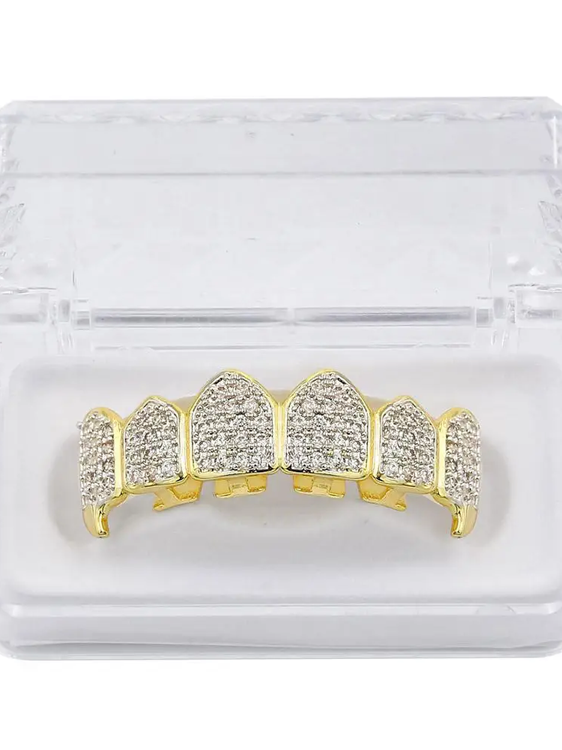 GRILLZ Hip Hop GRILLZ Iced Out AAA Zircon Fang Mouth Teeth Grillz Caps Top & Bottom Grill Set Men Women Vampire Grills 12