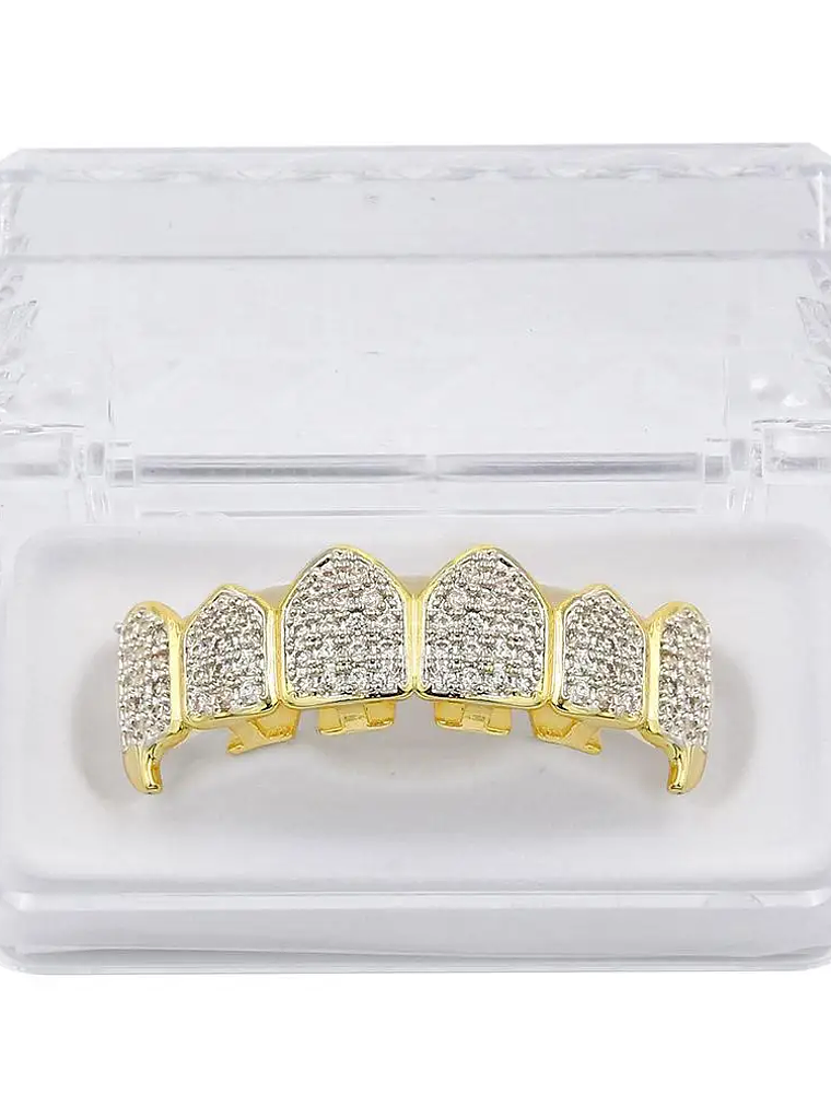 GRILLZ Hip Hop GRILLZ Iced Out AAA Zircon Fang Mouth Teeth Grillz Caps Top & Bottom Grill Set Men Women Vampire Grills 12