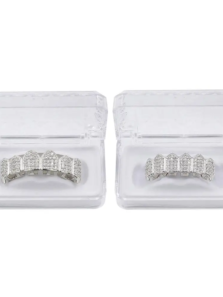 GRILLZ Hip Hop GRILLZ Iced Out AAA Zircon Fang Mouth Teeth Grillz Caps Top & Bottom Grill Set Men Women Vampire Grills 13